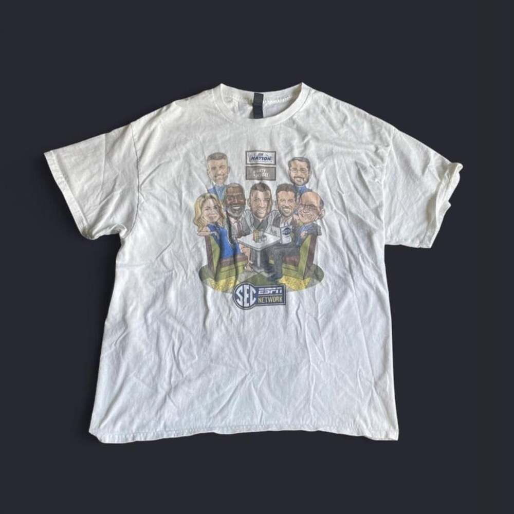 ESPN SEC Caricature Shirt Mens XL Nation Graphic White NCAA